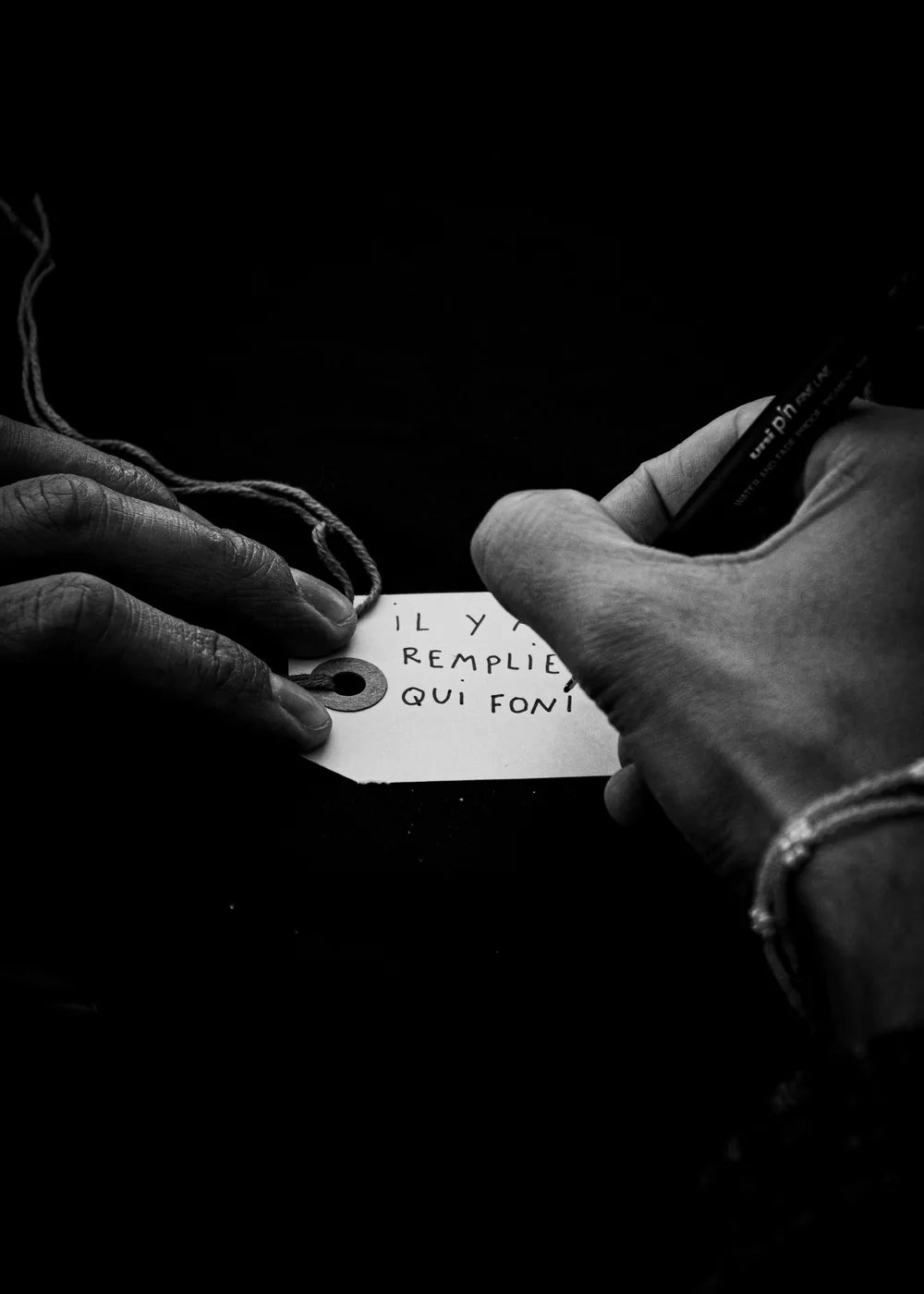 Un poème manuscrit pendant l'atelier d'écriture